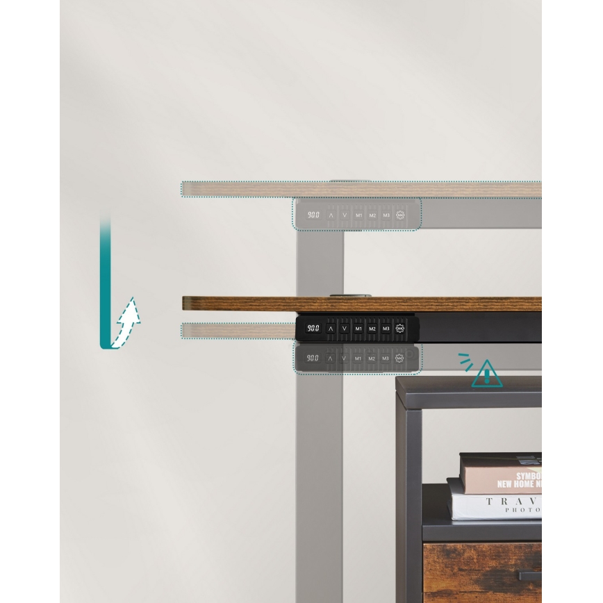 Höhenverstellbarer Schreibtisch SOLEA-X braun/schwarz