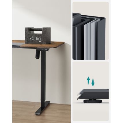 Höhenverstellbarer Schreibtisch SOLEA-X braun/schwarz