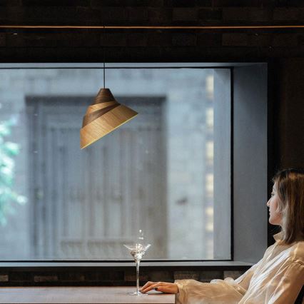 Holz-Pendelleuchte an Kabel 1xE27/60W/230V Ø 33 cm massiv/Eiche/Nussbaum/Kautschukbaum