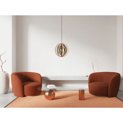 Holz-Pendelleuchte an Kabel 1xE27/60W/230V, Ø 43,5 cm, massiv/Furnier/Gummibaumholz