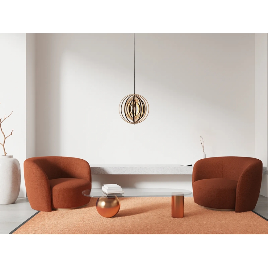 Holz-Pendelleuchte an Kabel 1xE27/60W/230V, Ø 43,5 cm, massiv/Furnier/Gummibaumholz