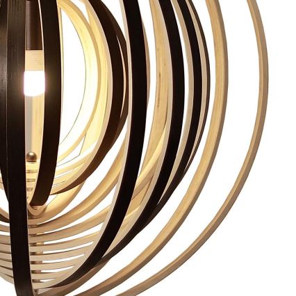 Holz-Pendelleuchte an Kabel 1xE27/60W/230V, Ø 43,5 cm, massiv/Furnier/Gummibaumholz