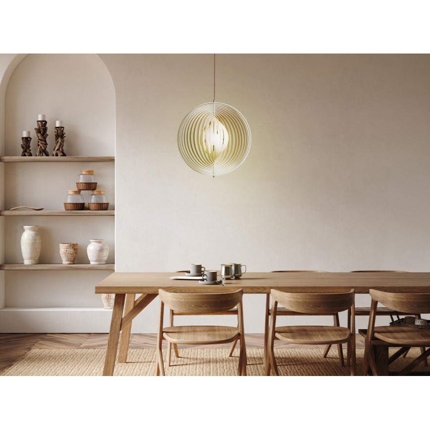 Holz-Pendelleuchte an Kabel 1xE27/60W/230V Ø 50 cm massiv/Furnier/Gummibaumholz