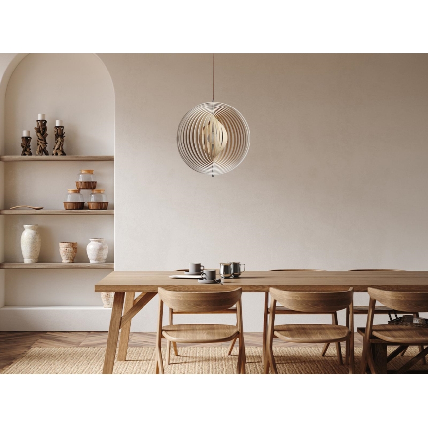 Holz-Pendelleuchte an Kabel 1xE27/60W/230V Ø 50 cm massiv/Furnier/Gummibaumholz