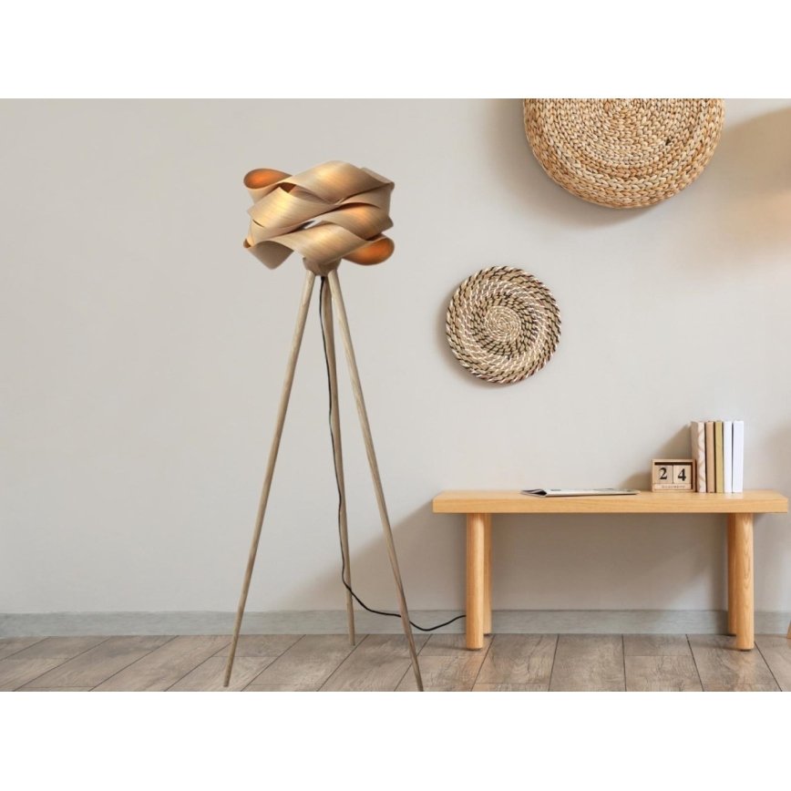 Holz-Stehlampe 1xE27/60W/230V Massiv/Furnier/Esche