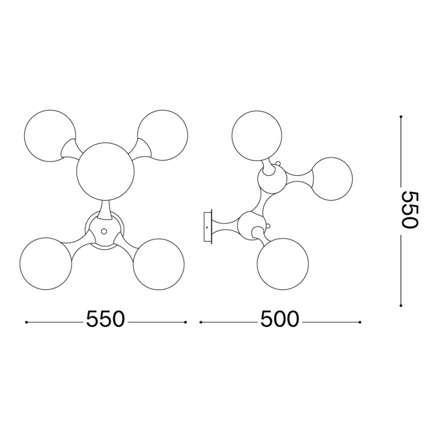 Ideal Lux - Aufputz-Deckenleuchte NODI 5xE14/28W/230V 50x55 cm glänzender Chrom/weiß