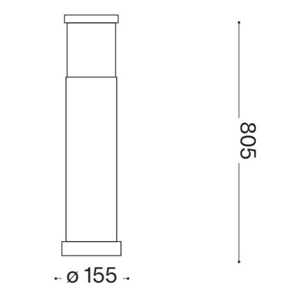 Ideal Lux - Außenleuchte TRONCO 1xE27/42W/230V 80 cm IP65 grau