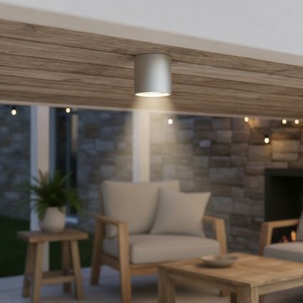 Ideal Lux - Außenstrahler GUN 1xGU10/28W/230V Ø 11 cm IP55 grau