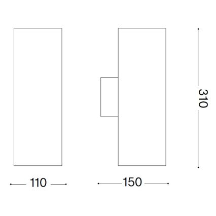 Ideal Lux - Außenwandleuchte GUN 1xE27/60W/230V 31 cm IP54 braun