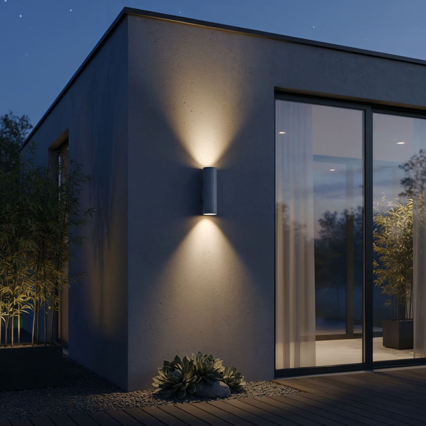 Ideal Lux - Außenwandleuchte GUN 1xGU10/35W/230V 21 cm IP44 grau