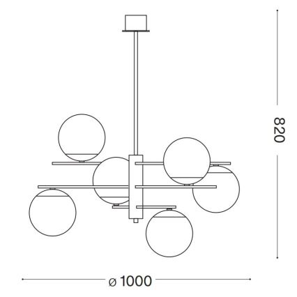 Ideal Lux - Deckenleuchte an Stange GOURMET 6xE14/28W/230V d 100 cm golden