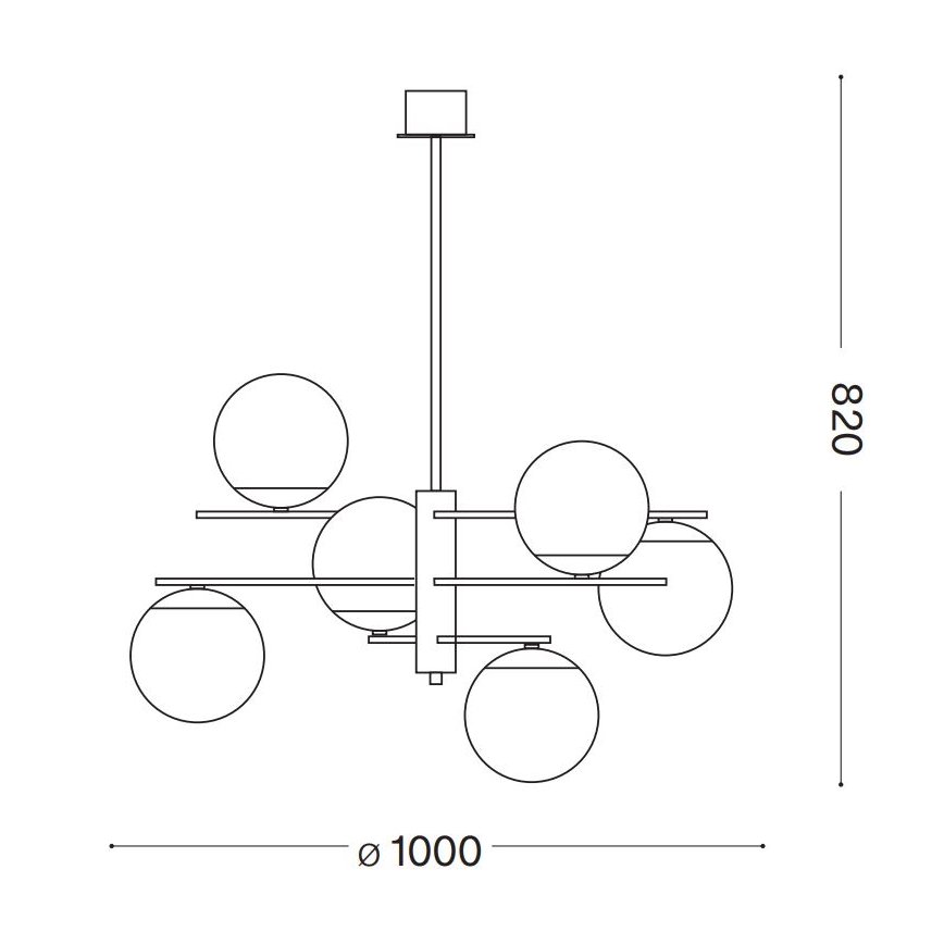 Ideal Lux - Deckenleuchte an Stange GOURMET 6xE14/28W/230V d 100 cm golden