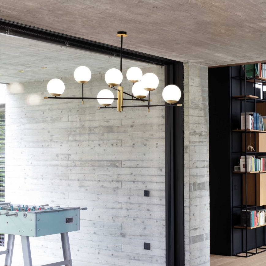 Ideal Lux - Deckenleuchte an Stange GOURMET 9xE14/28W/230V d 131,5 cm golden