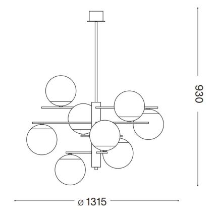 Ideal Lux - Deckenleuchte an Stange GOURMET 9xE14/28W/230V d 131,5 cm golden