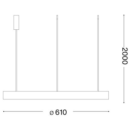 Ideal Lux - Dimmbare LED-Hängeleuchte GEMINI LED/48W/230V d 61 cm CRI 90 schwarz