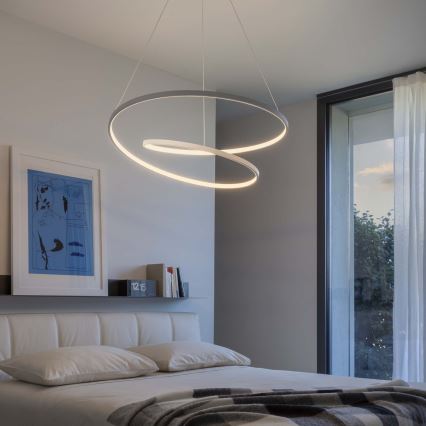 Ideal Lux - Dimmbare LED-Pendelleuchte an Stahlseil OZ LED/55W/230V, Ø 80 cm, CRI 90, Weiß