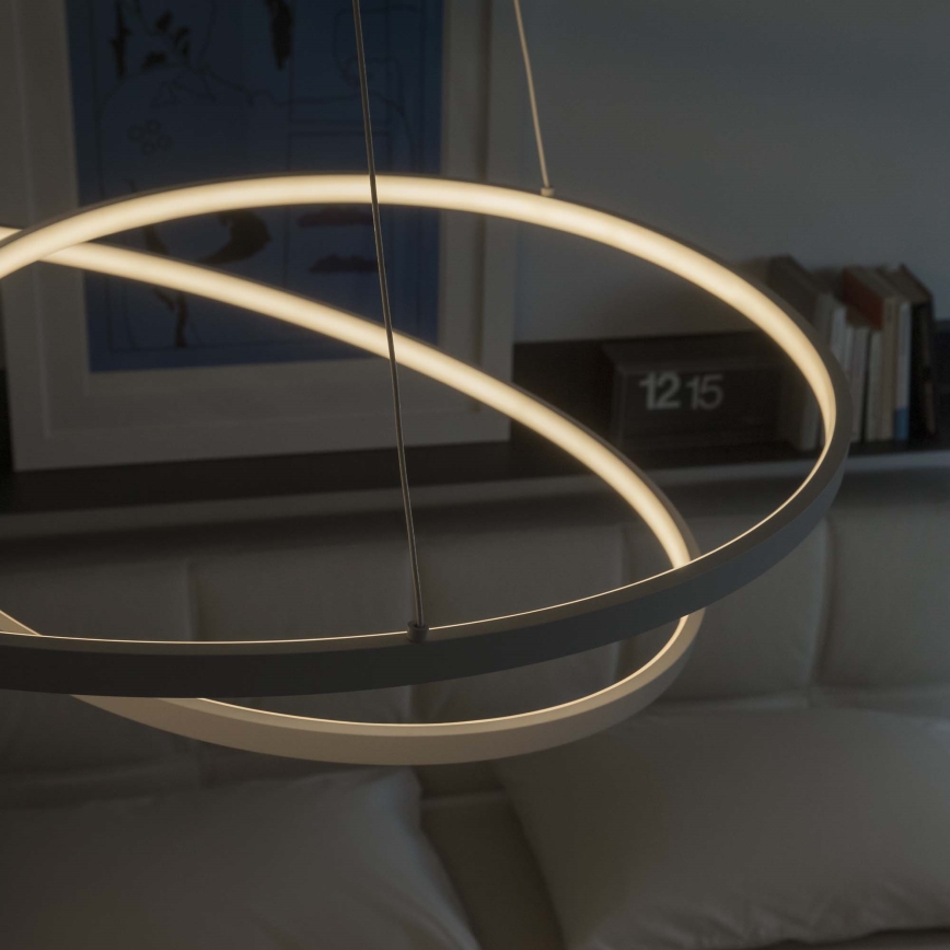 Ideal Lux - Dimmbare LED-Pendelleuchte an Stahlseil OZ LED/55W/230V, Ø 80 cm, CRI 90, Weiß