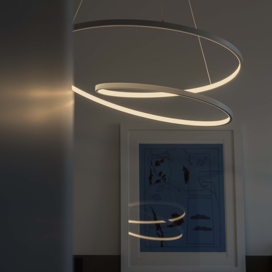 Ideal Lux - Dimmbarer LED-Pendelleuchter an Kabel OZ LED/48W/230V Ø 60 cm CRI 90 Weiß