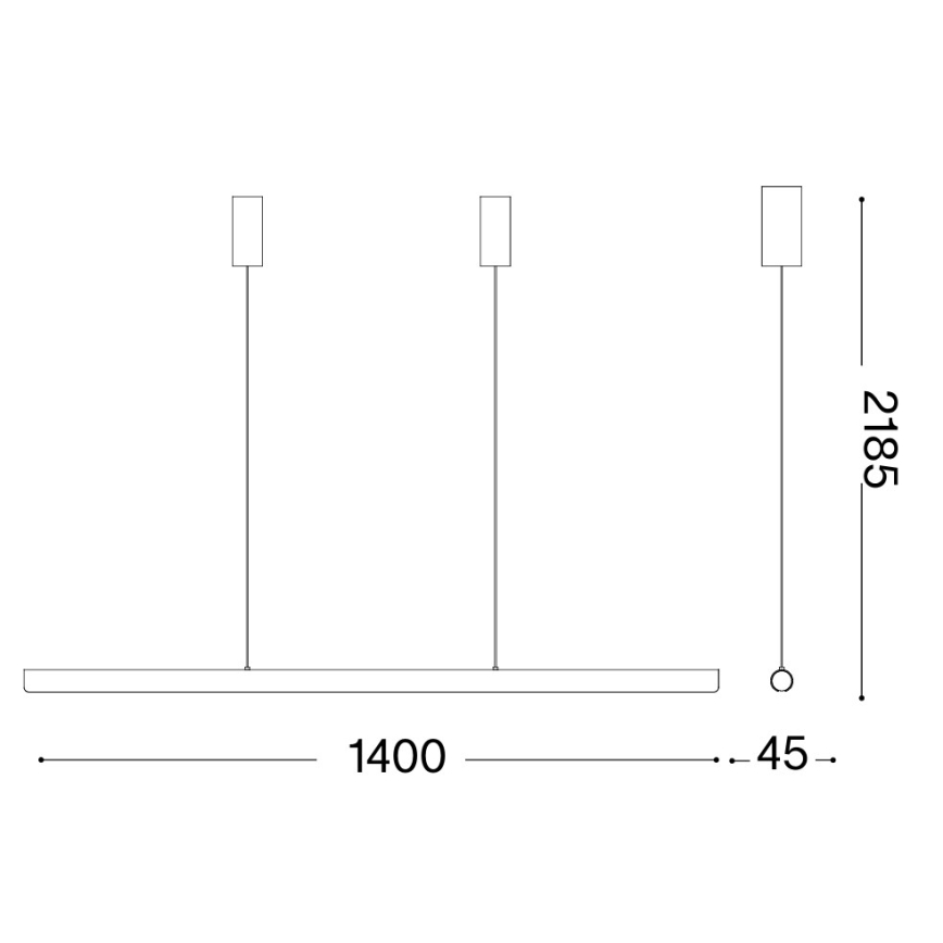 Ideal Lux - DORICA LED-dimmbare Pendelleuchte an Kabel, 35W/230V, CRI 90, 140 cm, orange