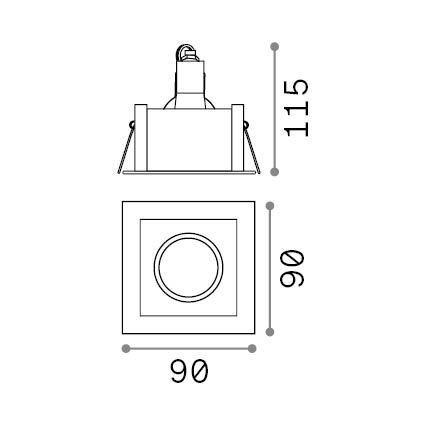 Ideal Lux - Einbauleuchte FUNKY 1xGU10/50W/230V 9x9 cm Messing