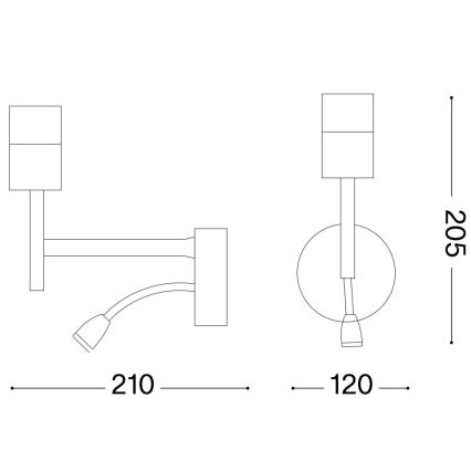 Ideal Lux - Flexible LED-Leuchte mit Halterung SET UP 1xE27/42W + LED/3W/230V CRI 90 USB glänzendes Chrom