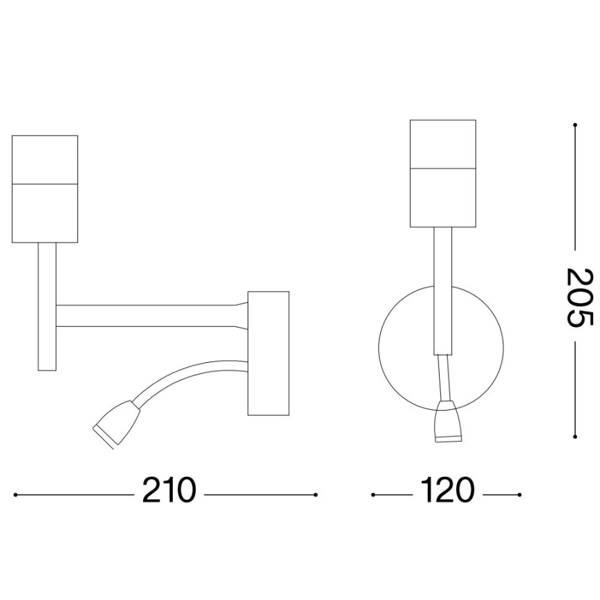 Ideal Lux - Flexible LED-Leuchte mit Halterung SET UP 1xE27/42W + LED/3W/230V CRI 90 USB glänzendes Chrom