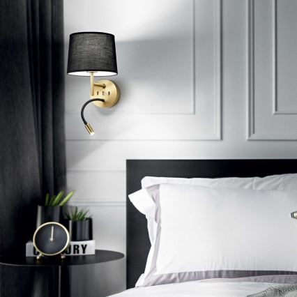 Ideal Lux - Flexible LED-Leuchte mit Halterung SET 1xE27/42W + LED/3W/230V CRI 90 USB golden