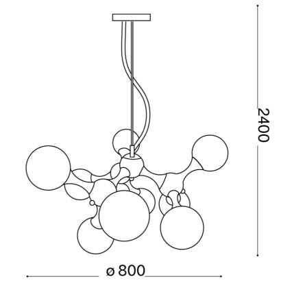 Ideal Lux - Hängeleuchte an Drahtseil NODI 9xE14/28W/230V Ø 80 cm glänzender Chrom/Weiß