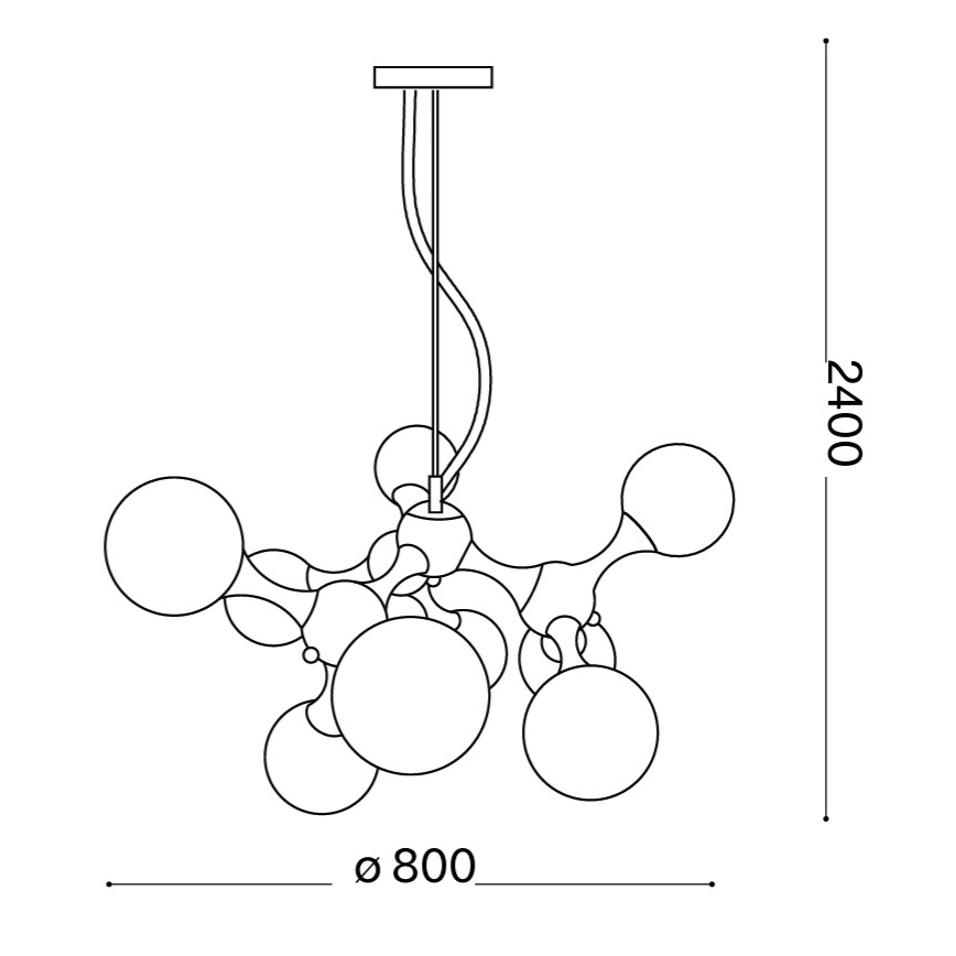 Ideal Lux - Hängeleuchte an Drahtseil NODI 9xE14/28W/230V Ø 80 cm glänzender Chrom/Weiß