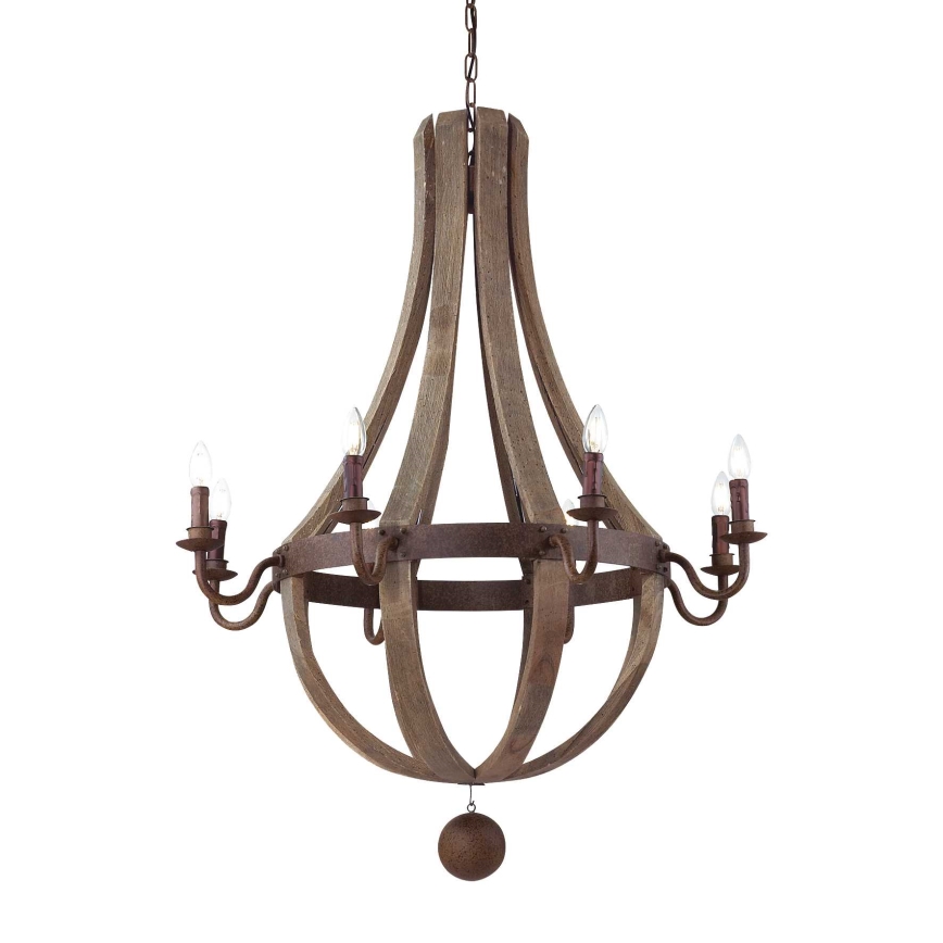 Ideal Lux - Hängeleuchte an Kette MILLENNIUM 8xE14/40W/230V d 92 cm Birke/braun