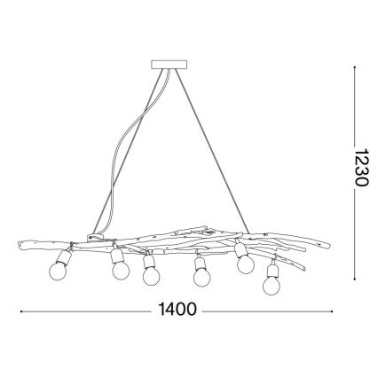 Ideal Lux - Hängeleuchte DRIFTWOOD 6xE27/60W/230V Guave