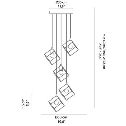 Ideal Lux - Hängeleuchte ICE 5xE27/60W/230V d 50 cm weiß
