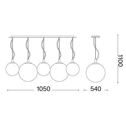 Ideal Lux - Hängeleuchte MAPA 5xE27/42W/230V golden/rauchig