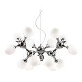 Ideal Lux - Hängeleuchte NODI 15xE14/28W/230V Ø 105 cm glänzender Chrom/weiß