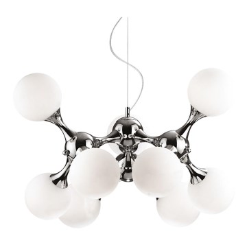 Ideal Lux - Hängeleuchte NODI 9xE14/40W/230V glänzendes Chrom/weiß