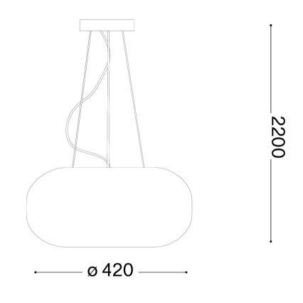 Ideal Lux - Hängeleuchte ULISSE mit Kabelaufhängung, 3xE27/60W/230V, Ø 42 cm, weiß
