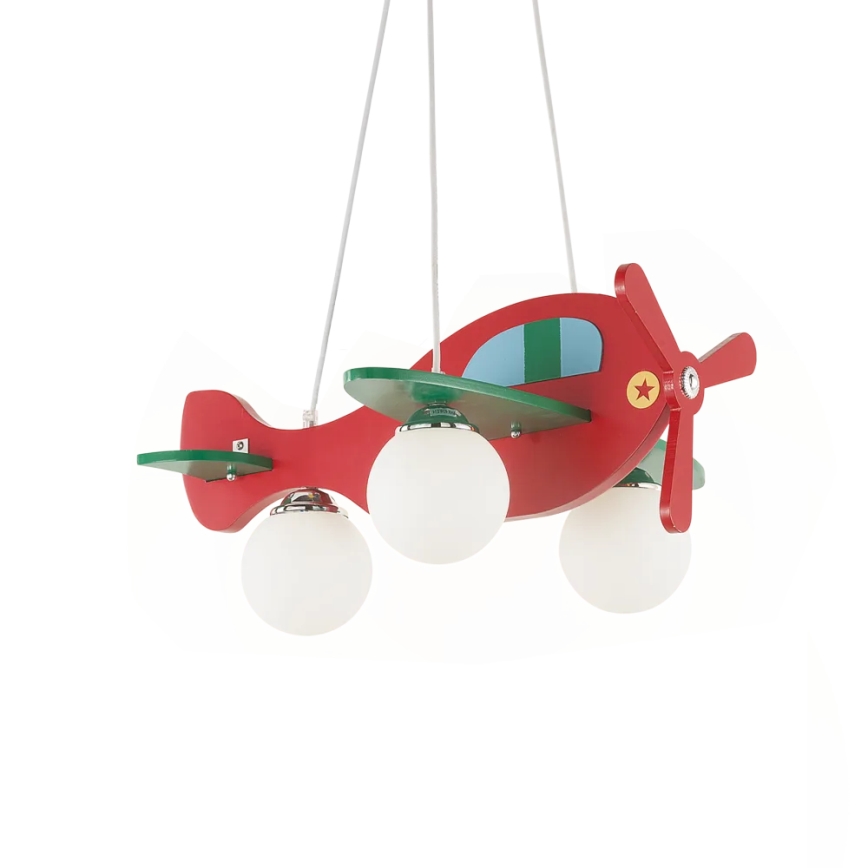 Ideal Lux - Kinder-Hängeleuchte AVION 3xE27/28W/230V rot