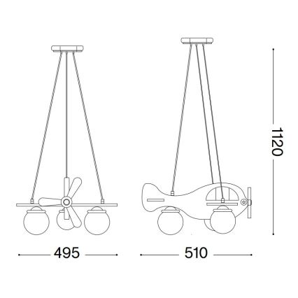 Ideal Lux - Kinder-Pendelleuchte an Kabel AVION 3xE14/28W/230V blau