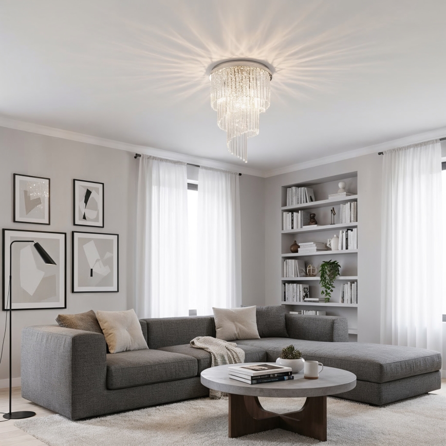 Ideal Lux - Kristall-Anbaukronleuchter CARLTON 12xE14/40W/230V d 50 cm glänzendes Chrom