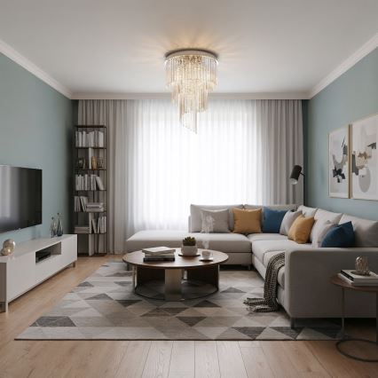 Ideal Lux - Kristall-Anbaukronleuchter CARLTON 12xE14/40W/230V d 50 cm glänzendes Chrom