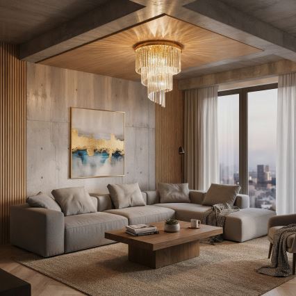 Ideal Lux - Kristall-Anbaukronleuchter CARLTON 12xE14/40W/230V d 50 cm golden