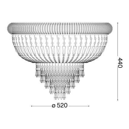 Ideal Lux - Kristall-Deckenleuchte DUBAI 6xE14/28W/230V d 52 cm golden
