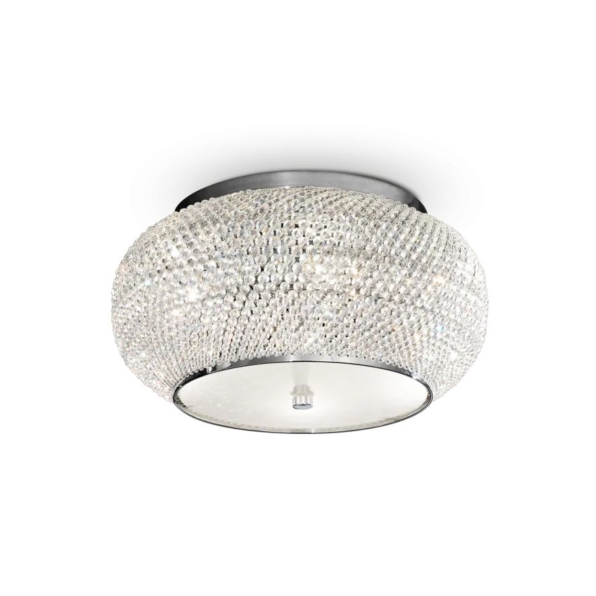 Ideal Lux - Kristall-Deckenleuchte PASHA 6xE14/40W/230V d 40 cm glänzendes Chrom