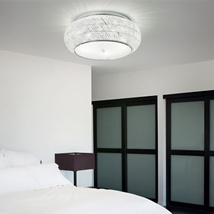 Ideal Lux - Kristall-Deckenleuchte PASHA 6xE14/40W/230V d 40 cm glänzendes Chrom