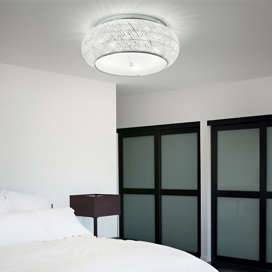 Ideal Lux - Kristall-Deckenleuchte PASHA 6xE14/40W/230V d 40 cm glänzendes Chrom