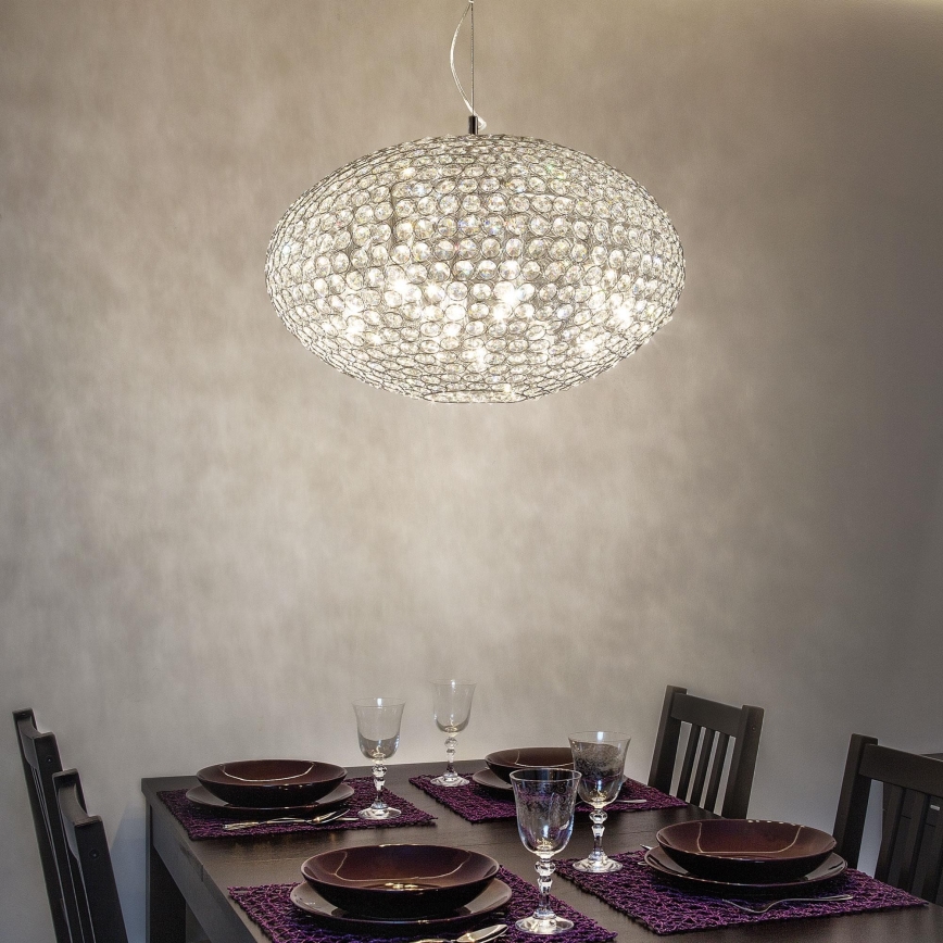 Ideal Lux - Kristall-Hängeleuchte ORION 12xE14/40W/230V d 60 cm silbern