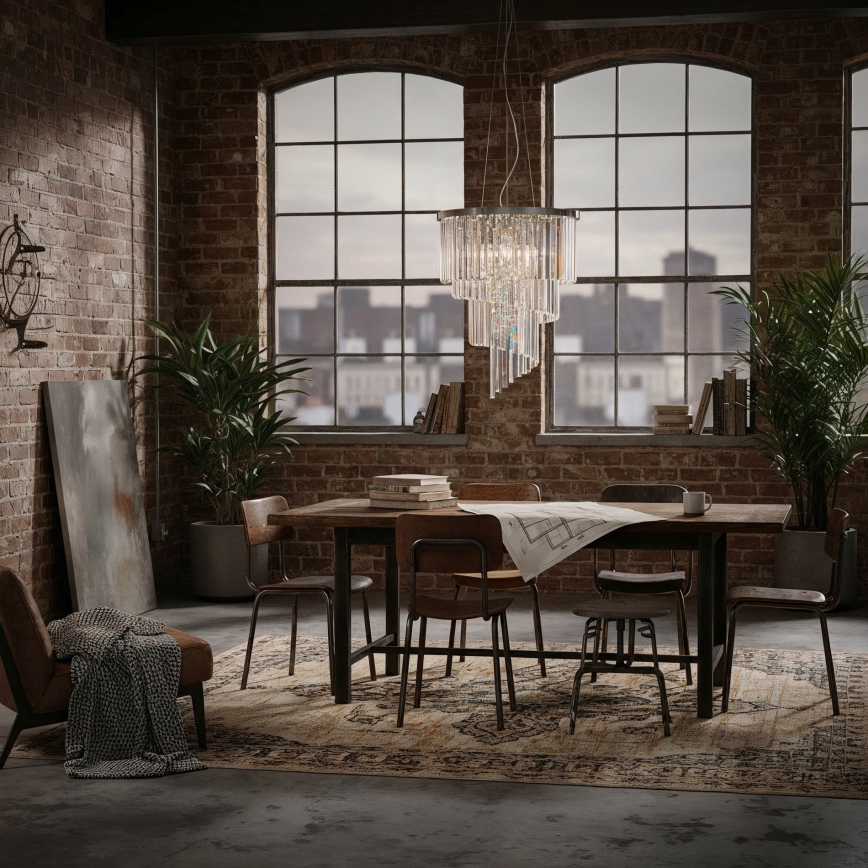 Ideal Lux - Kristall-Kronleuchter an Aufhängung CARLTON 12xE14/40W/230V d 50 cm glänzendes Chrom