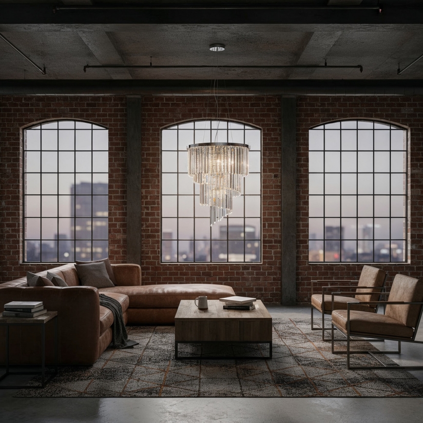 Ideal Lux - Kristall-Kronleuchter an Aufhängung CARLTON 12xE14/40W/230V d 50 cm glänzendes Chrom