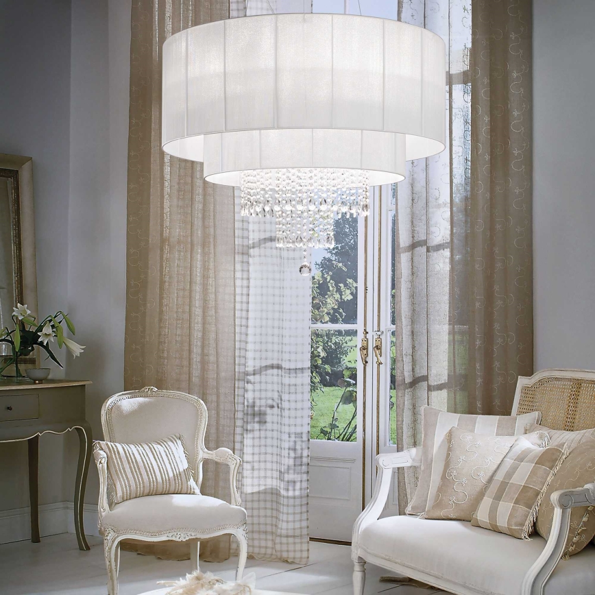 Ideal Lux - Kristall-Kronleuchter an Aufhängung OPERA 10xE27/60W/230V d 90 cm weiß
