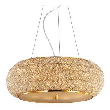 Ideal Lux - Kristall-Kronleuchter an Aufhängung PASHA 14xE14/40W/230V d 65 cm golden
